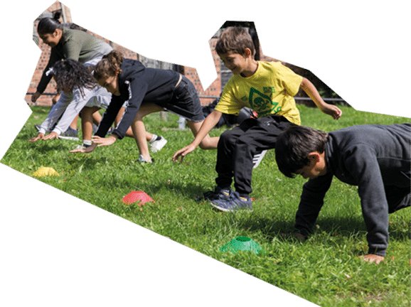 children playing on grass