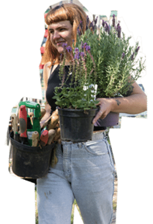 lady with plant pots